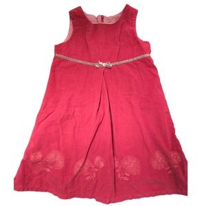 John Lewis Kids Pink Corduroy Floral‎ Embroidered Pinafore Dress Size 2-3 Years